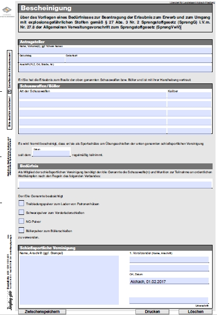 bescheinigung sprengstoff